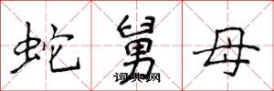 侯登峰蛇舅母楷書怎么寫