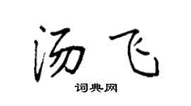 袁強湯飛楷書個性簽名怎么寫