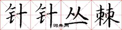 丁謙針針叢棘楷書怎么寫