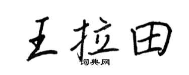 王正良王拉田行書個性簽名怎么寫