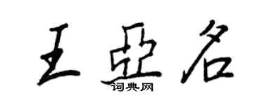 王正良王亞名行書個性簽名怎么寫