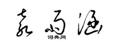 梁錦英袁雨涵草書個性簽名怎么寫