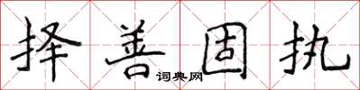 侯登峰擇善固執楷書怎么寫