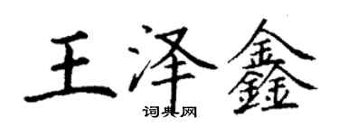 丁謙王澤鑫楷書個性簽名怎么寫