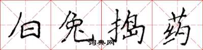 侯登峰白兔搗藥楷書怎么寫