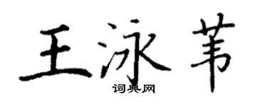 丁謙王泳葦楷書個性簽名怎么寫