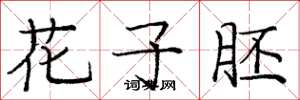 龐中華花子胚楷書怎么寫