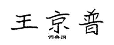 袁強王京普楷書個性簽名怎么寫