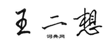 駱恆光王二想行書個性簽名怎么寫