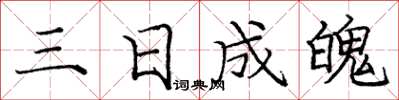 龐中華三日成魄楷書怎么寫