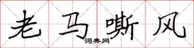 袁強老馬嘶風楷書怎么寫