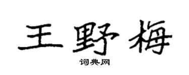 袁強王野梅楷書個性簽名怎么寫