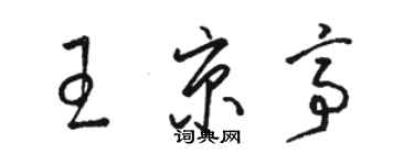 駱恆光王京亭草書個性簽名怎么寫