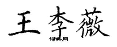 丁謙王李薇楷書個性簽名怎么寫