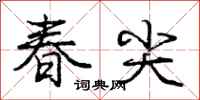 龐中華春尖行書怎么寫
