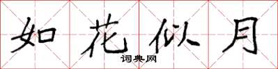 袁強如花似月楷書怎么寫