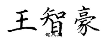 丁謙王智豪楷書個性簽名怎么寫