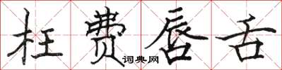 駱恆光枉費唇舌楷書怎么寫