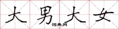 袁強大男大女楷書怎么寫