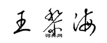 梁錦英王黎海草書個性簽名怎么寫