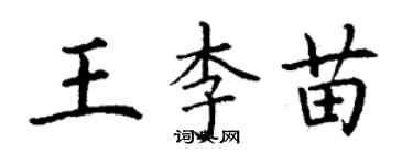 丁謙王李苗楷書個性簽名怎么寫