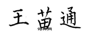 何伯昌王苗通楷書個性簽名怎么寫