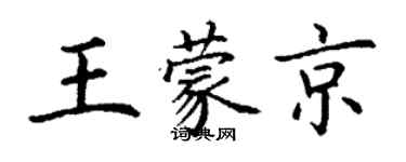 丁謙王蒙京楷書個性簽名怎么寫