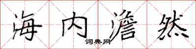 袁強海內澹然楷書怎么寫