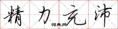 田英章精力充沛行書怎么寫