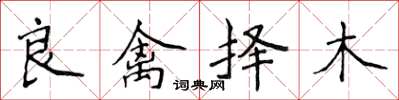 侯登峰良禽擇木楷書怎么寫