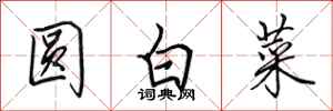 田英章圓白菜行書怎么寫