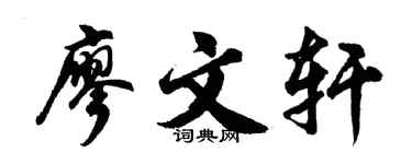 胡問遂廖文軒行書個性簽名怎么寫