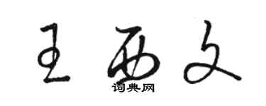 駱恆光王西文草書個性簽名怎么寫