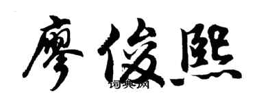 胡問遂廖俊熙行書個性簽名怎么寫