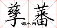 丁謙孳蕃楷書怎么寫