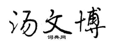 曾慶福湯文博行書個性簽名怎么寫