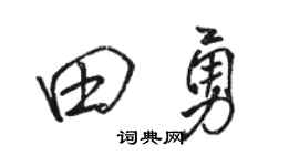 駱恆光田勇行書個性簽名怎么寫