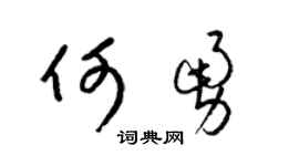 梁錦英何勇草書個性簽名怎么寫