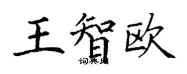 丁謙王智歐楷書個性簽名怎么寫