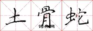 侯登峰土骨蛇楷書怎么寫