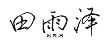 駱恆光田雨澤行書個性簽名怎么寫