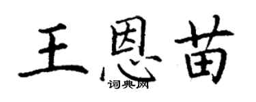 丁謙王恩苗楷書個性簽名怎么寫
