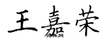 丁謙王嘉榮楷書個性簽名怎么寫