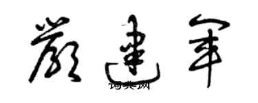曾慶福嚴建軍草書個性簽名怎么寫