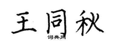 何伯昌王同秋楷書個性簽名怎么寫