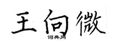 何伯昌王向微楷書個性簽名怎么寫