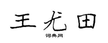 袁強王尤田楷書個性簽名怎么寫