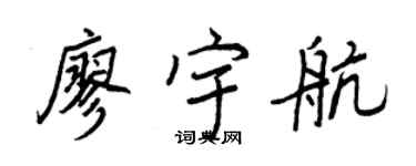 王正良廖宇航行書個性簽名怎么寫