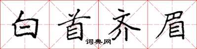 袁強白首齊眉楷書怎么寫