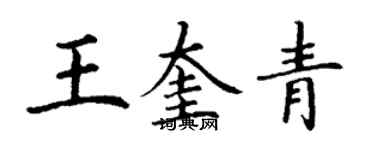 丁謙王奎青楷書個性簽名怎么寫